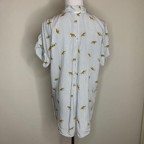 Jane & Delancey Flowy Top Striped w Cheetah Leopard Design Medium - Picture 2 of 9
